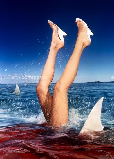 Model eaten by Shark, Bahamas, Paris Vogue, 1997